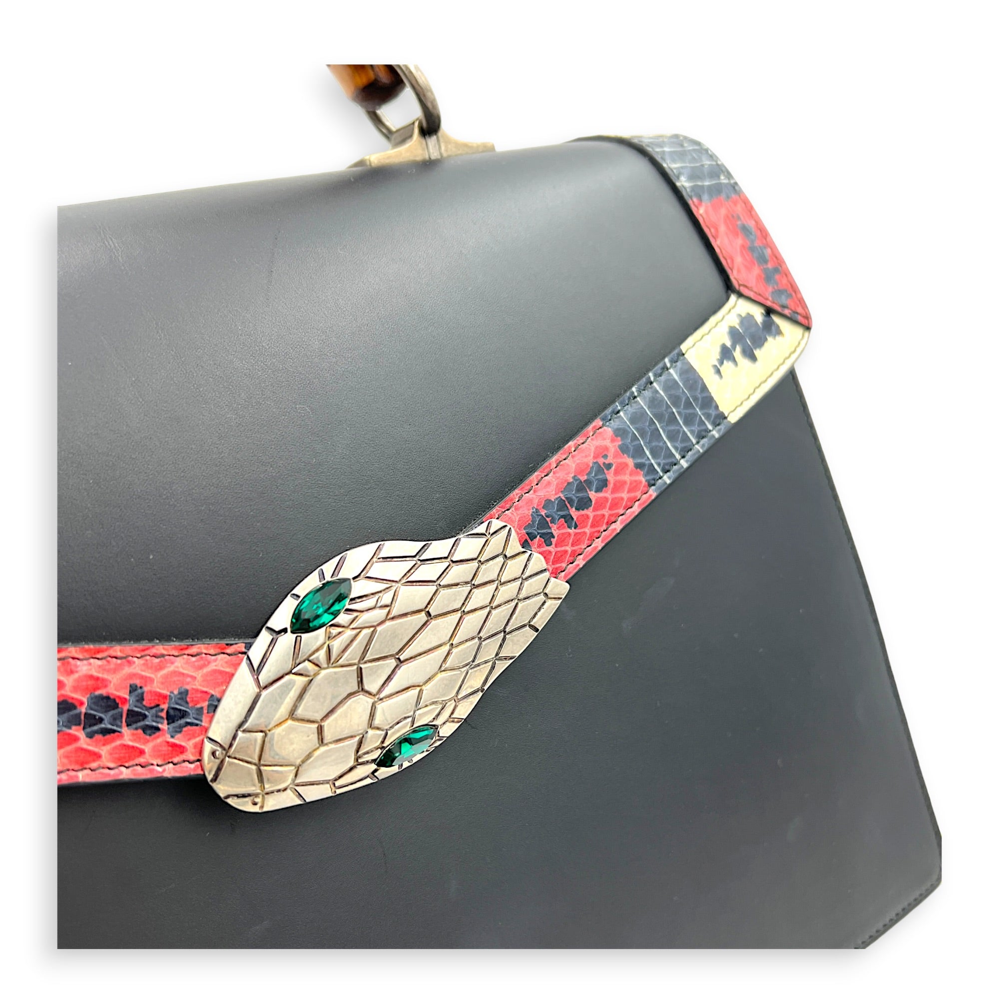 Bamboo Lilith Top Handle Bag in Calfskin, Gold hardware