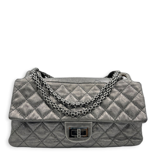 Double Vintage 2.55 Silver Shoulder Bag in Lambskin, Silver hardware