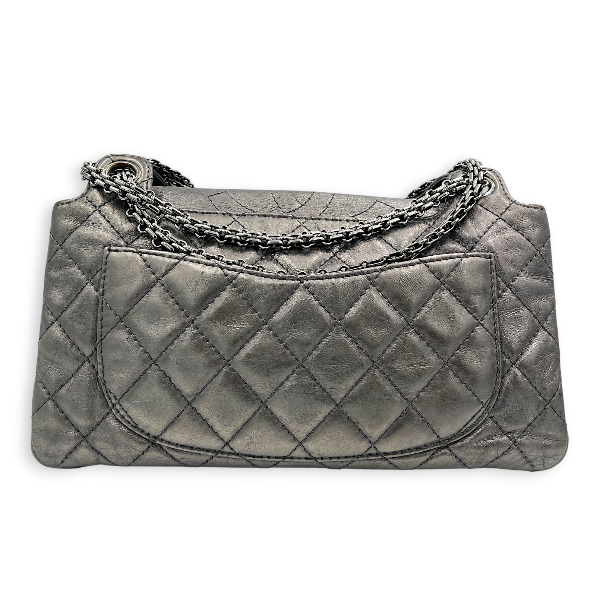 Double Vintage 2.55 Silver Shoulder Bag in Lambskin, Silver hardware