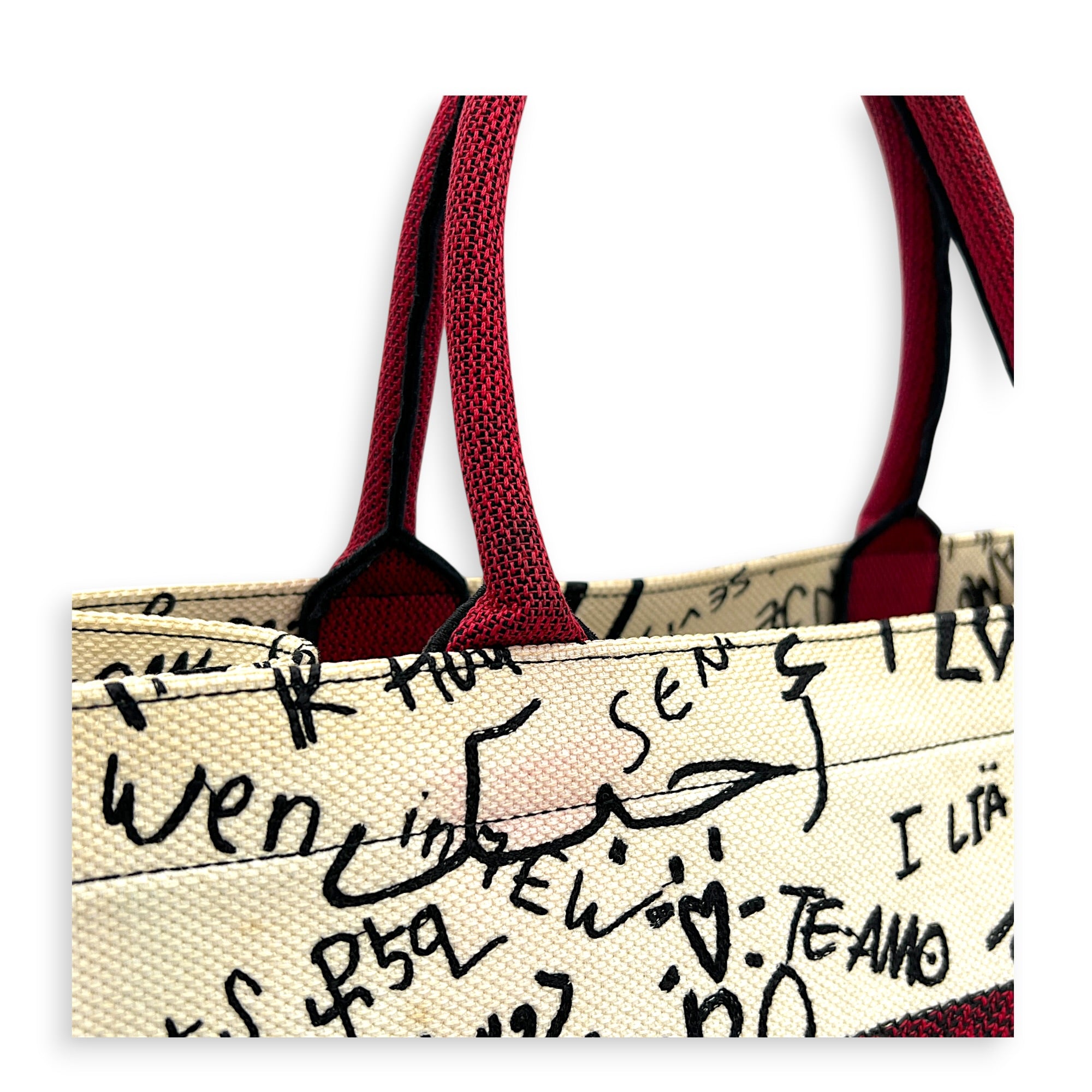Book Tote Top Handle Bag Medium White in Jacquard