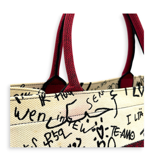 Book Tote Top Handle Bag Medium White in Jacquard