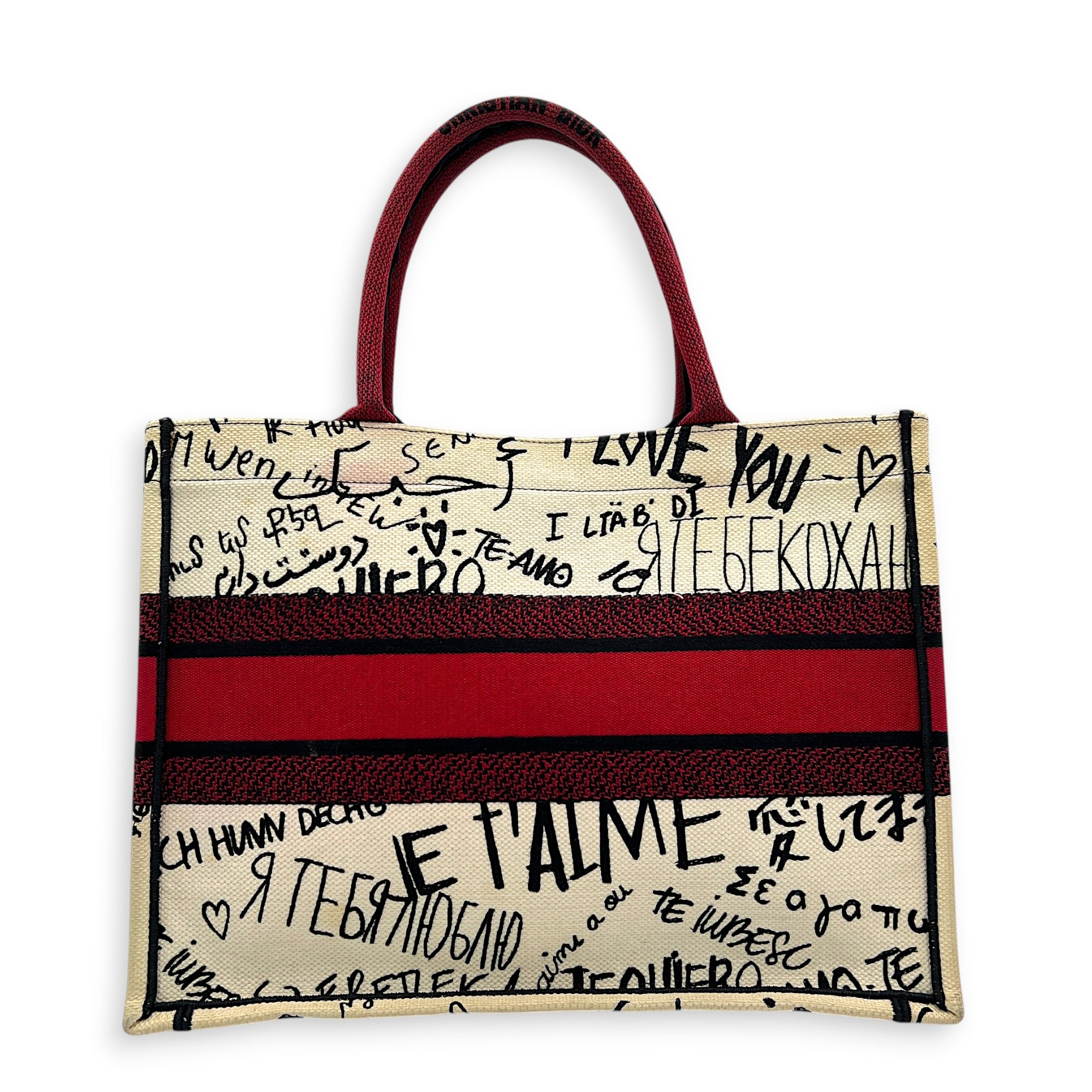 Book Tote Top Handle Bag Medium White in Jacquard