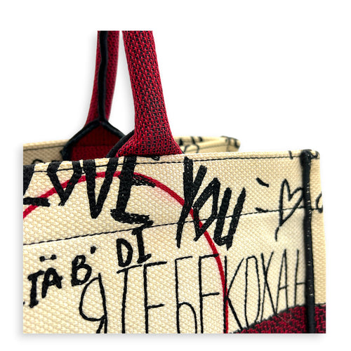 Book Tote Top Handle Bag Medium White in Jacquard