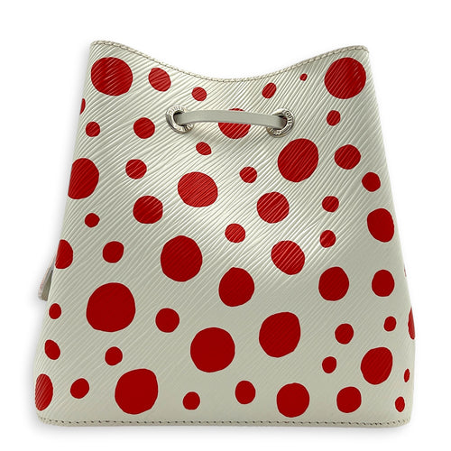 x Yayoi Kusama NeoNoe BB White Top Handle Bag in Epi Leather, Silver hardware