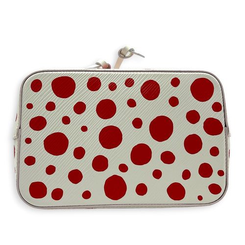 x Yayoi Kusama NeoNoe BB White Top Handle Bag in Epi Leather, Silver hardware