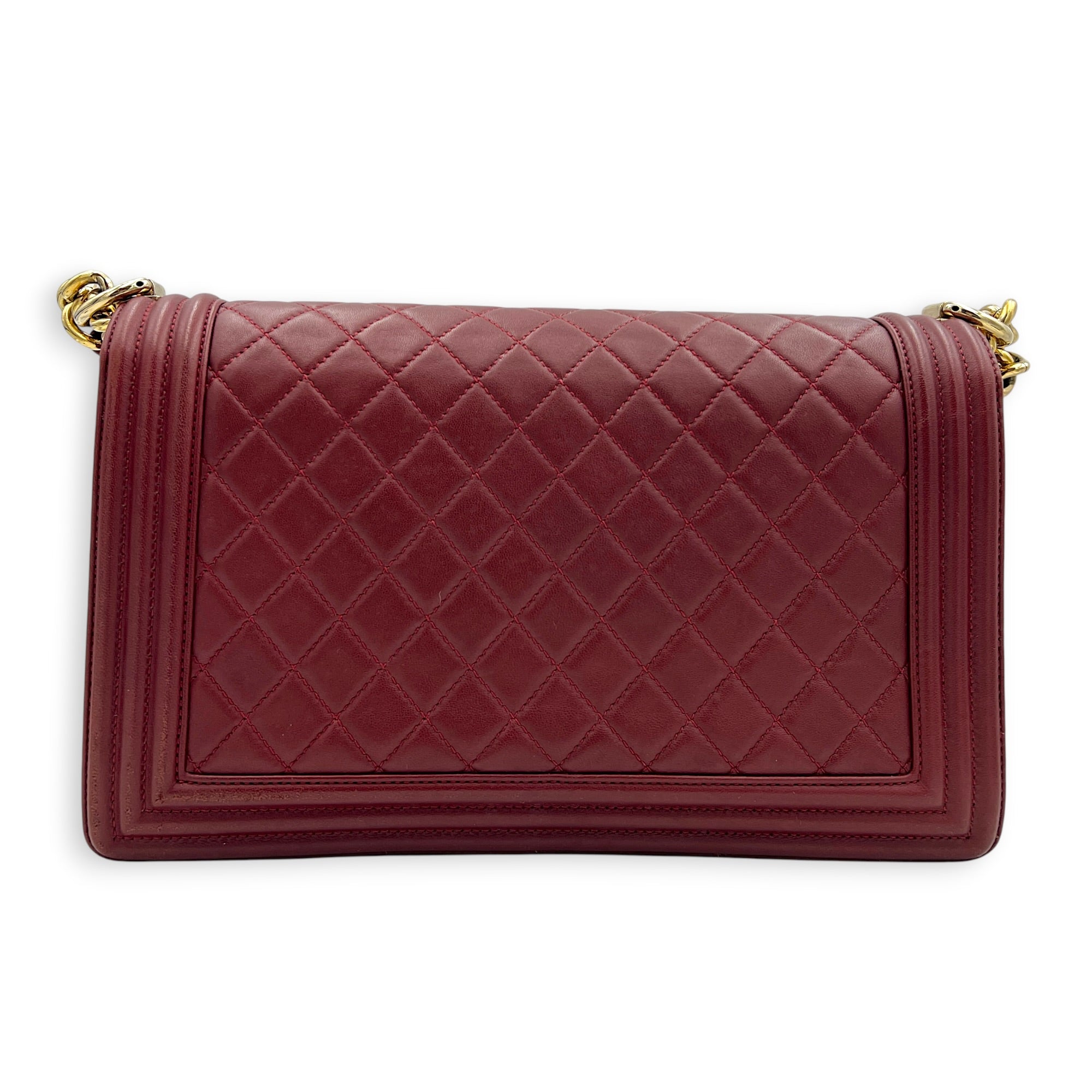Boy Shoulder Bag Red in Lambskin, Gold hardware