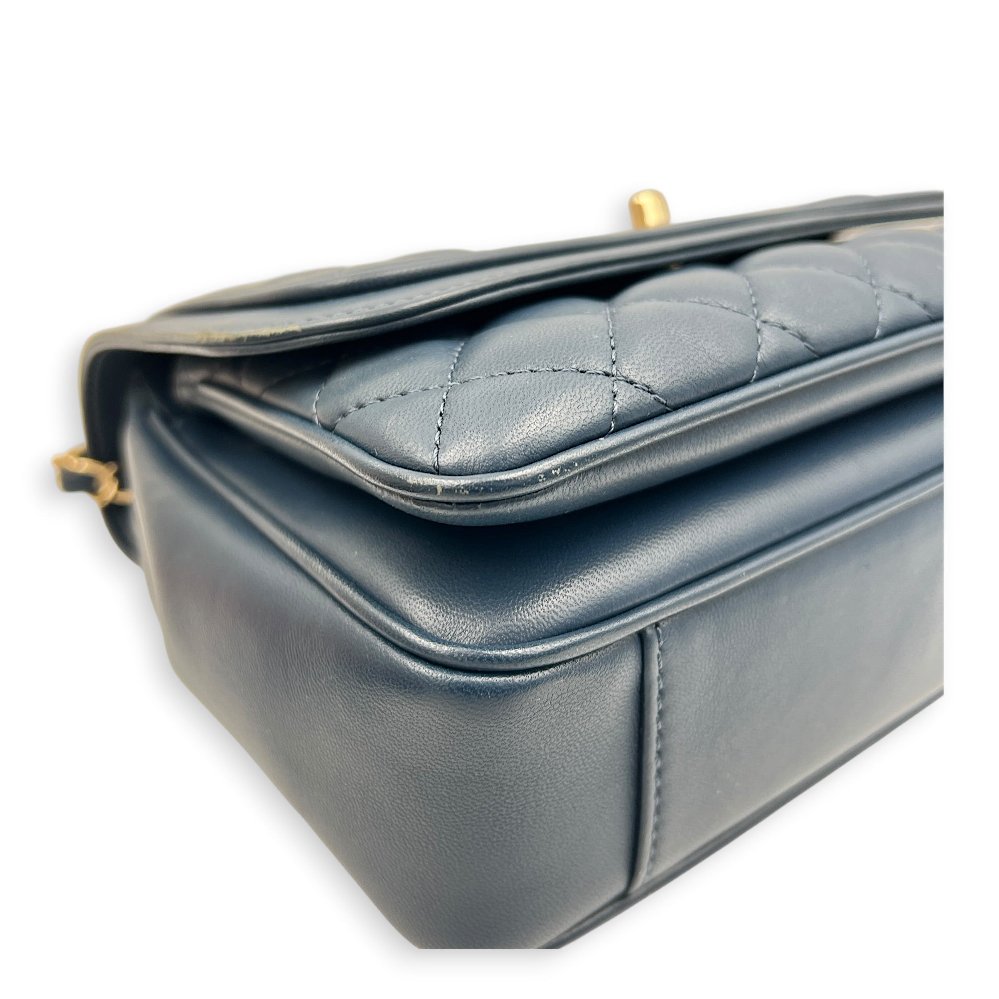 Lovely Square Shoulder Bag Blue in Lambskin, Gold hardware