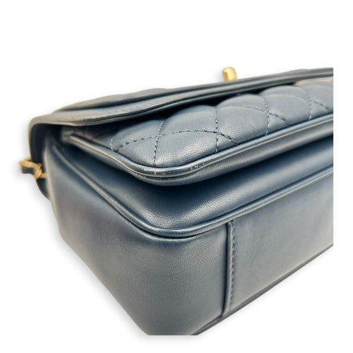 Lovely Square Shoulder Bag Blue in Lambskin, Gold hardware