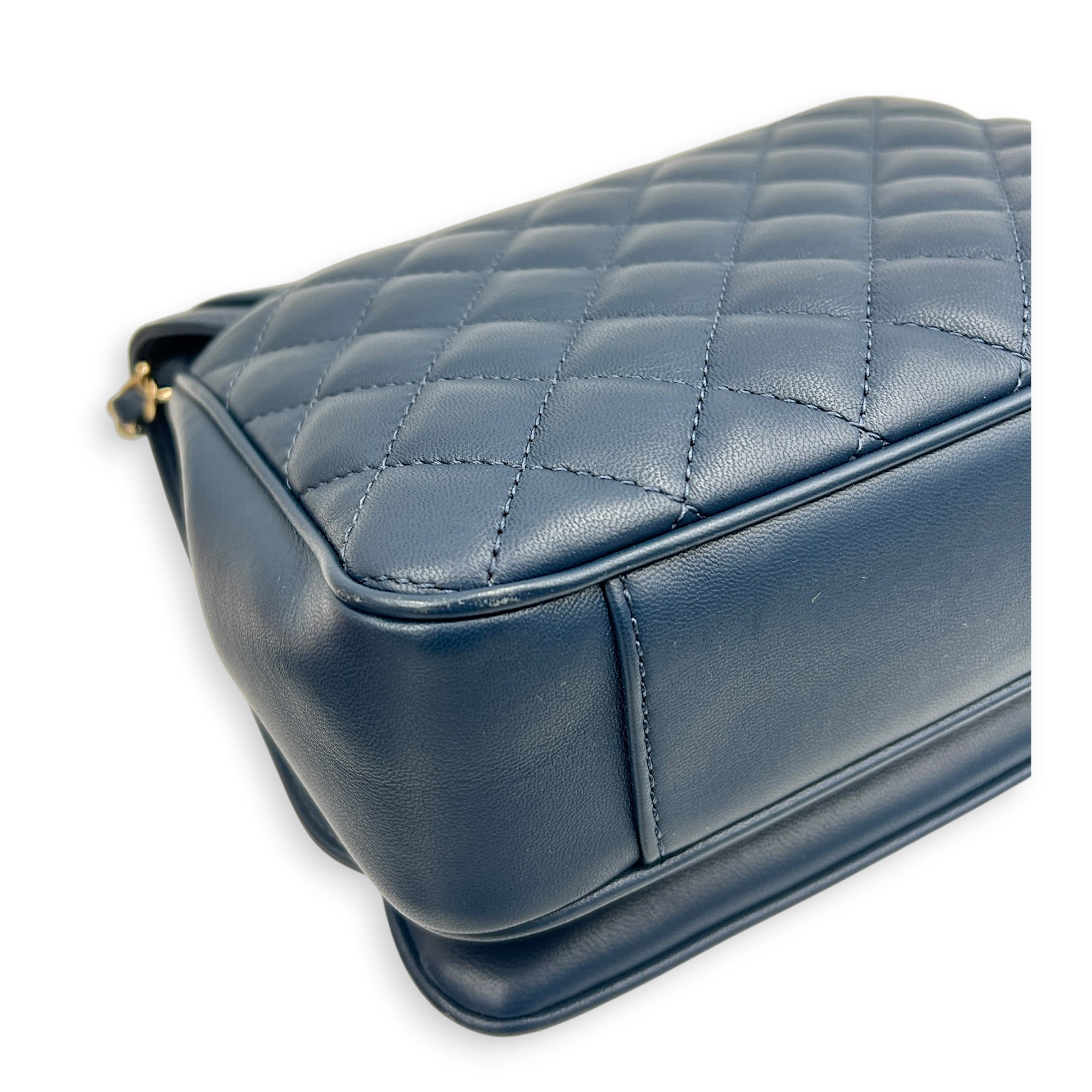 Lovely Square Shoulder Bag Blue in Lambskin, Gold hardware