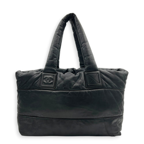 Coco Cocoon Tote Bag Black in Nylon, Silver hardware