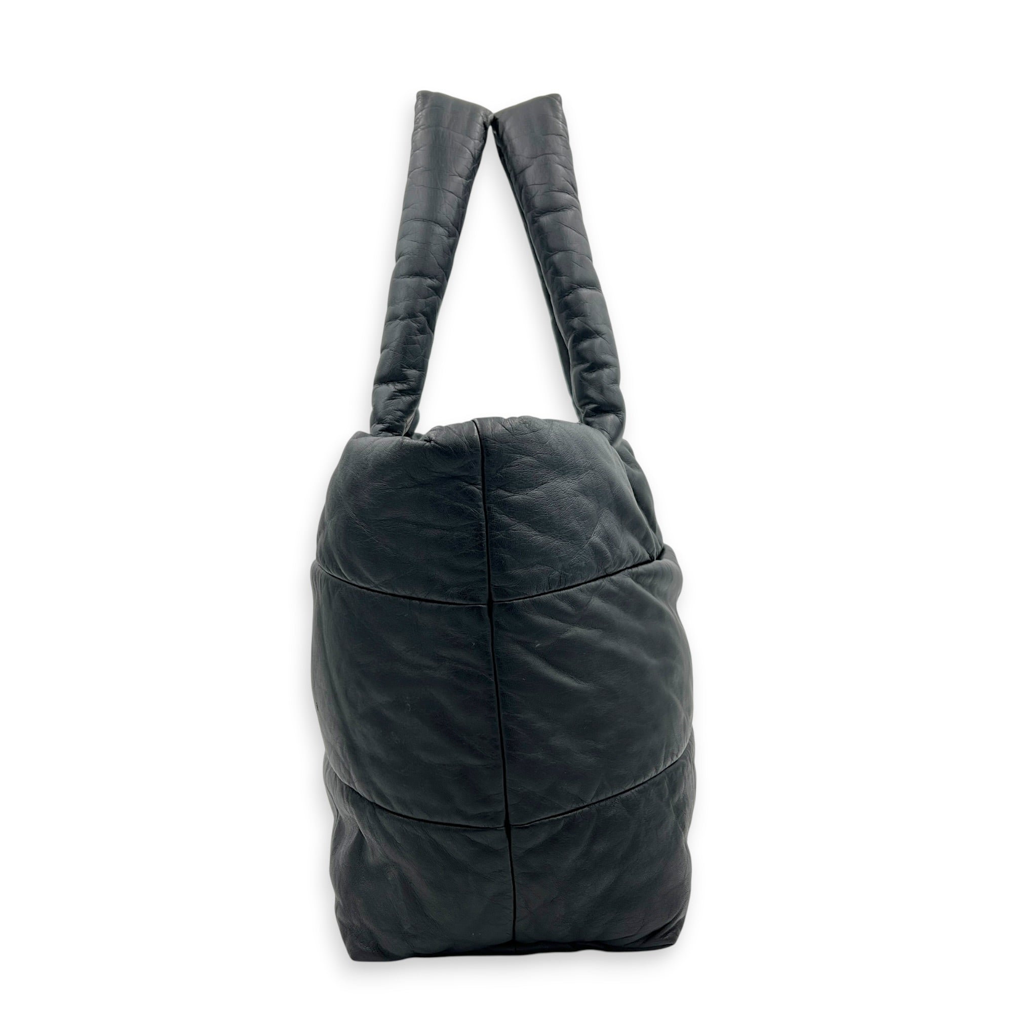 Coco Cocoon Tote Bag Black in Nylon, Silver hardware