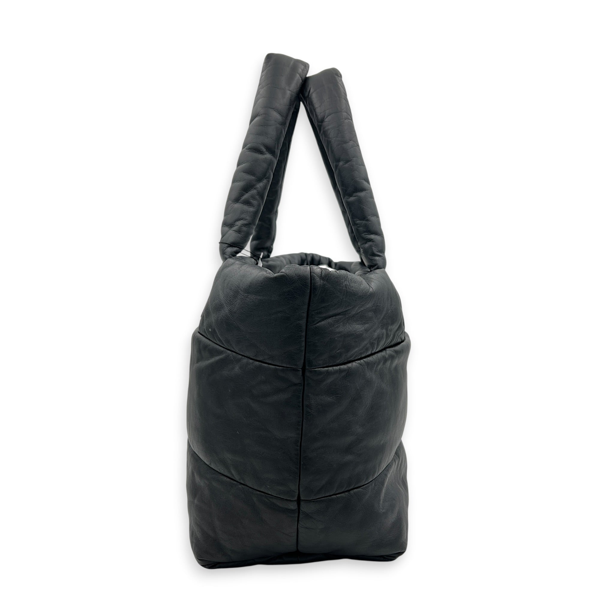 Coco Cocoon Tote Bag Black in Nylon, Silver hardware