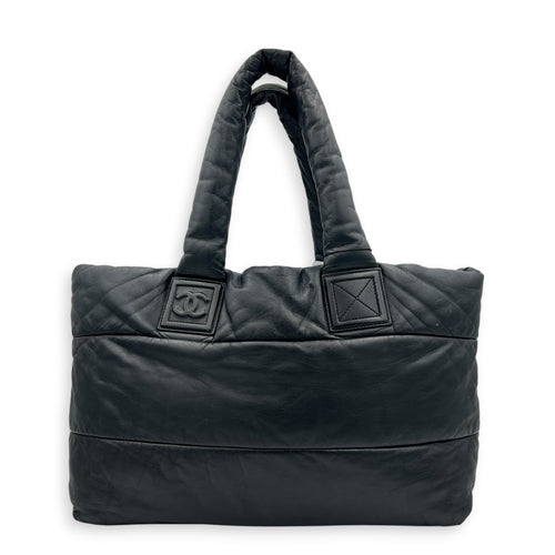 Coco Cocoon Tote Bag Black in Nylon, Silver hardware