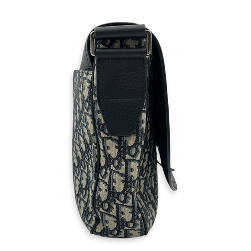 Saddle Messenger Blue in Canvas, Silver hardware