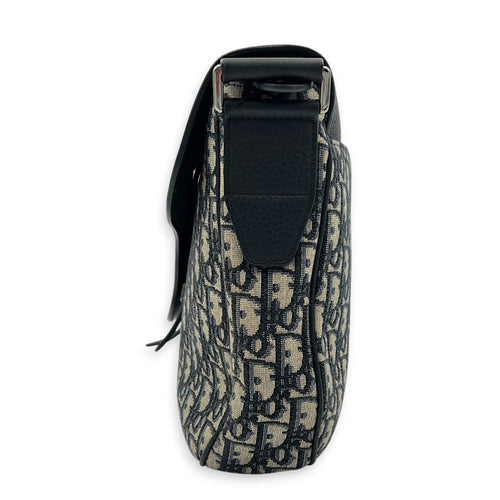 Saddle Messenger Blue in Canvas, Silver hardware