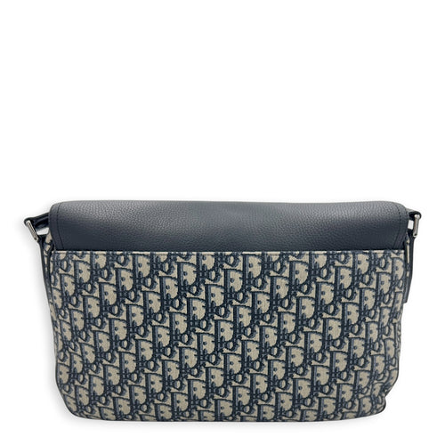 Saddle Messenger Blue in Canvas, Silver hardware