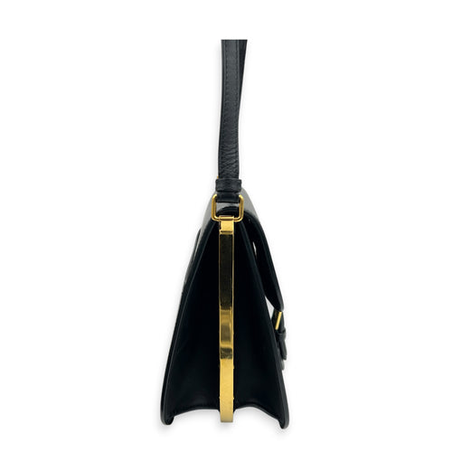 Bobby Frame Shoulder Bag Black in Calfskin, Gold hardware