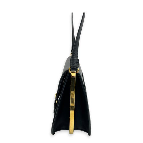 Bobby Frame Shoulder Bag Black in Calfskin, Gold hardware