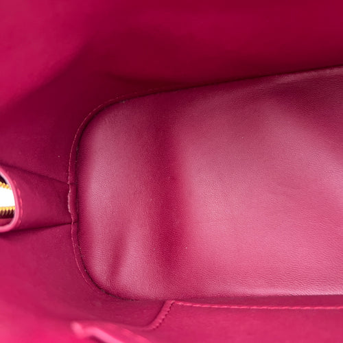 Alma Top Handle Bag BB Red in Ostrich, Gold hardware