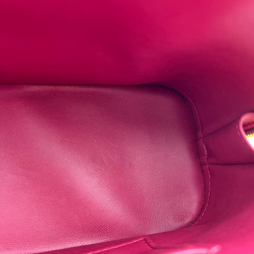 Alma Top Handle Bag BB Red in Ostrich, Gold hardware
