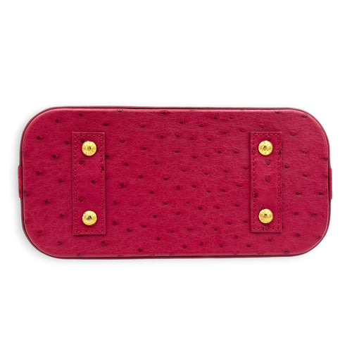Alma Top Handle Bag BB Red in Ostrich, Gold hardware
