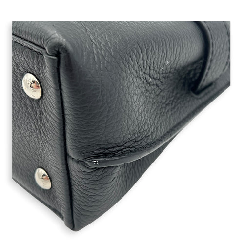LockMe Top Handle Bag Mini Black in Calfskin, Silver hardware