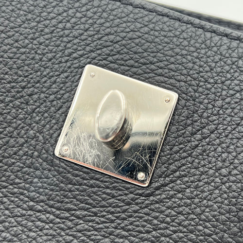 LockMe Top Handle Bag Mini Black in Calfskin, Silver hardware