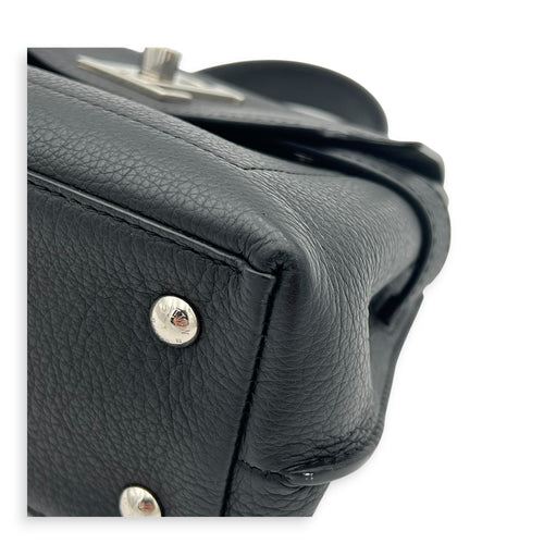 LockMe Top Handle Bag Mini Black in Calfskin, Silver hardware