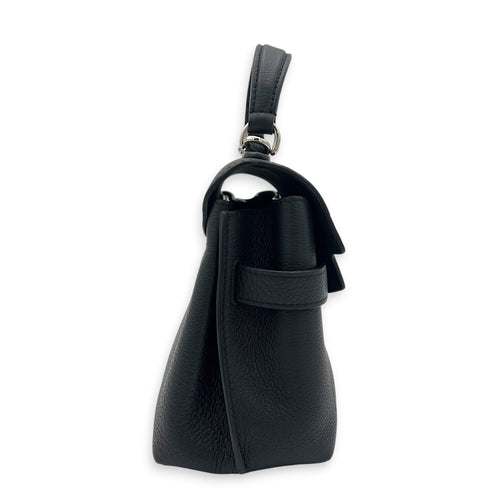 LockMe Top Handle Bag Mini Black in Calfskin, Silver hardware