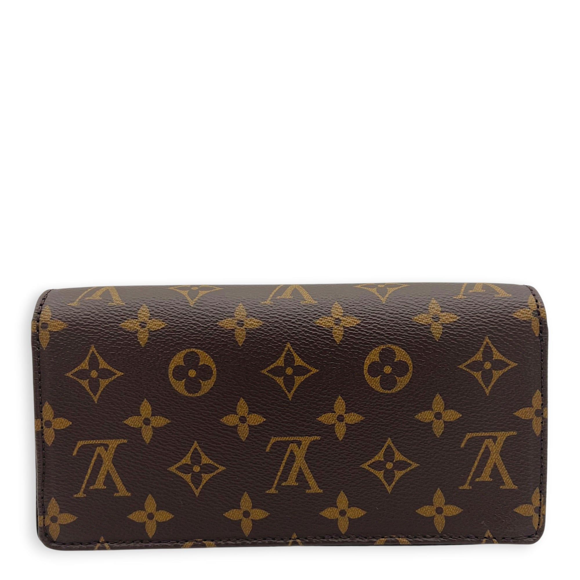 Lily Wallet On Chain Brown in Monogram Coated Canvas, Gold hardware