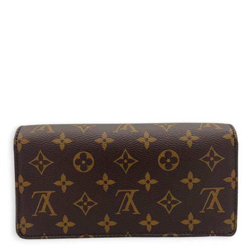 Lily Wallet On Chain Brown in Monogram Coated Canvas, Gold hardware