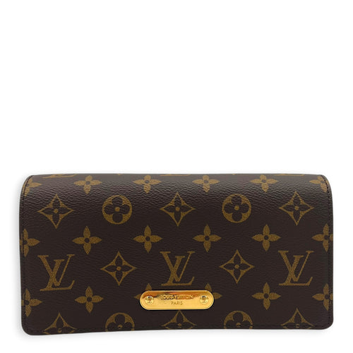 Lily Wallet On Chain Brown in Monogram Coated Canvas, Gold hardware