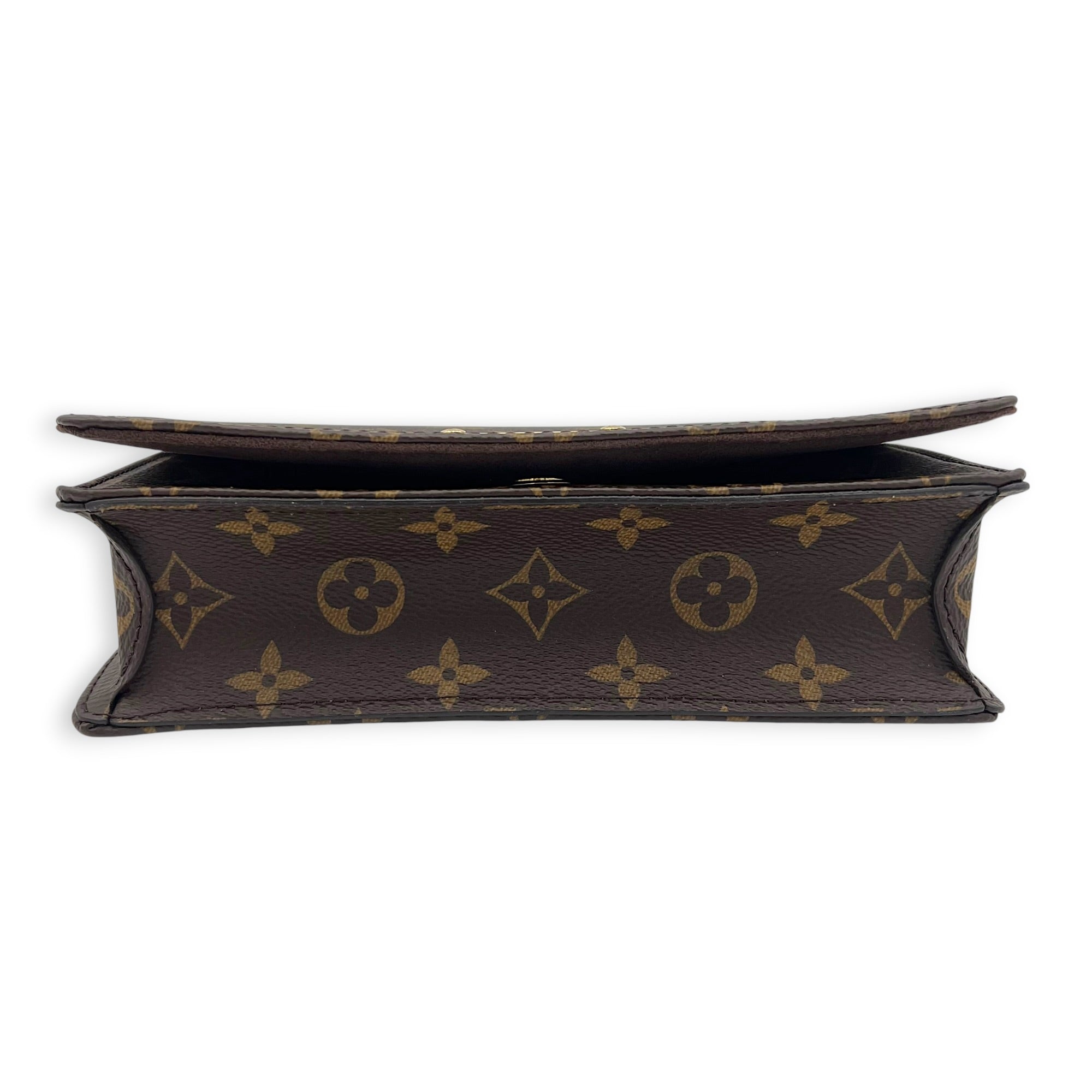 Lily Wallet On Chain Brown in Monogram Coated Canvas, Gold hardware