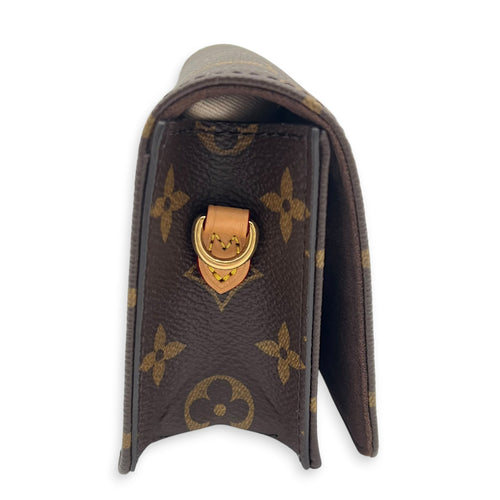 Lily Wallet On Chain Brown in Monogram Coated Canvas, Gold hardware