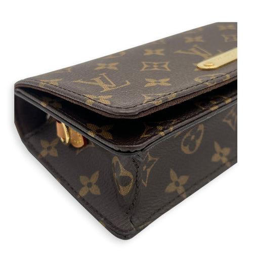 Lily Wallet On Chain Brown in Monogram Coated Canvas, Gold hardware