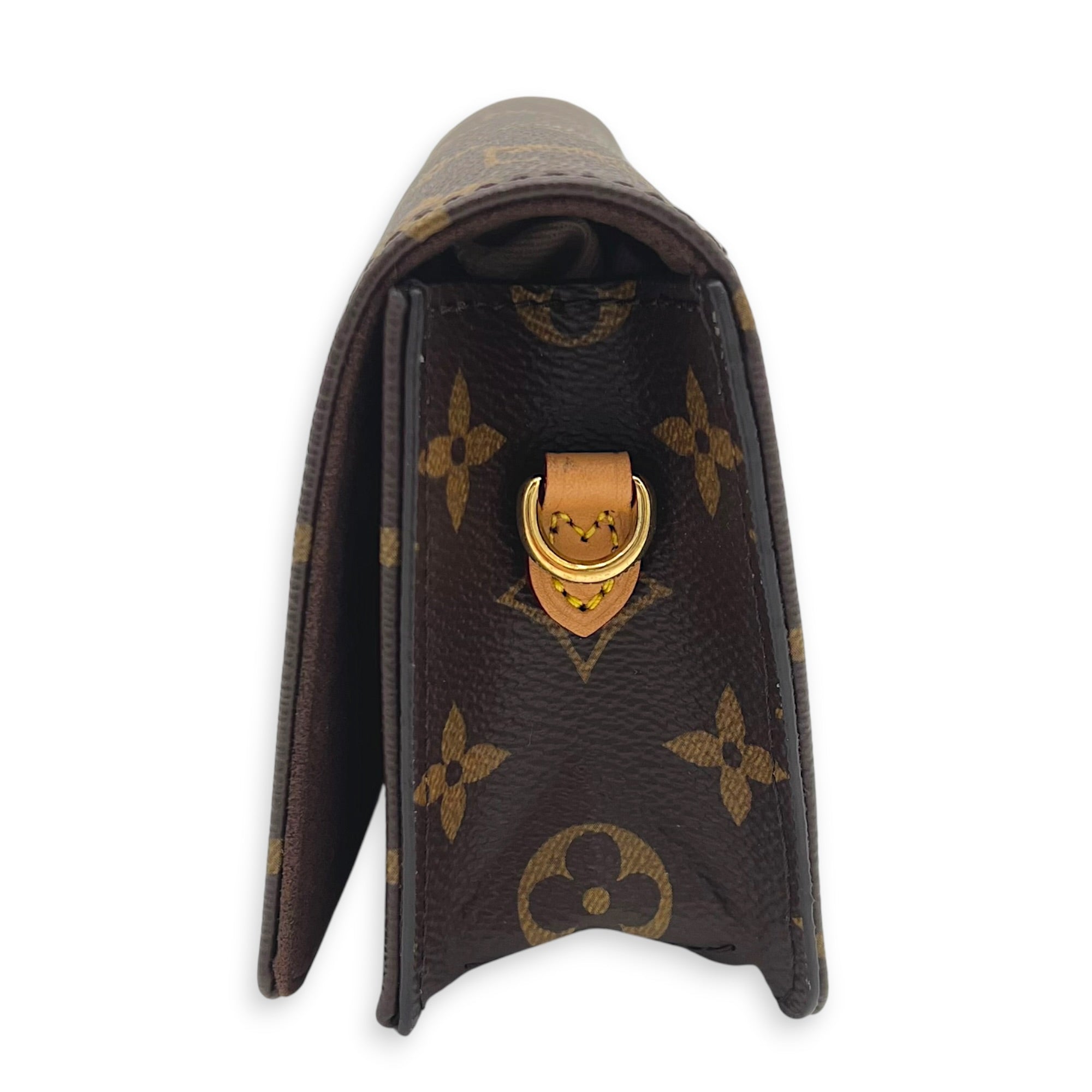 Lily Wallet On Chain Brown in Monogram Coated Canvas, Gold hardware