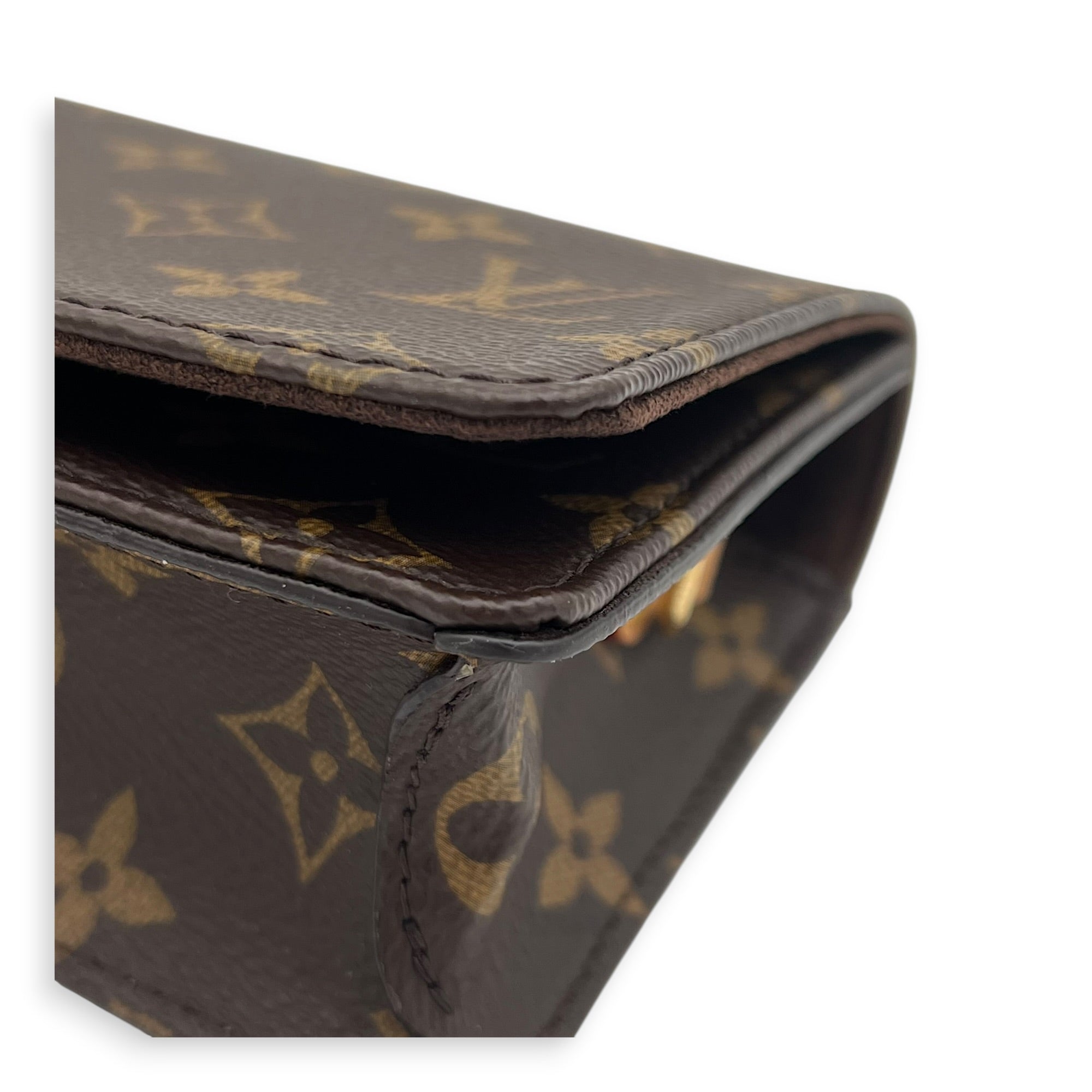 Lily Wallet On Chain Brown in Monogram Coated Canvas, Gold hardware