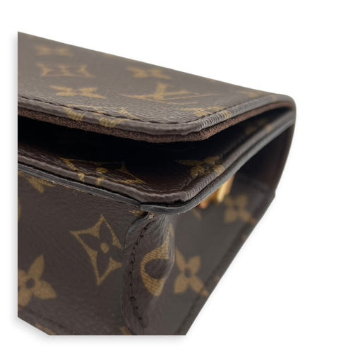 Lily Wallet On Chain Brown in Monogram Coated Canvas, Gold hardware