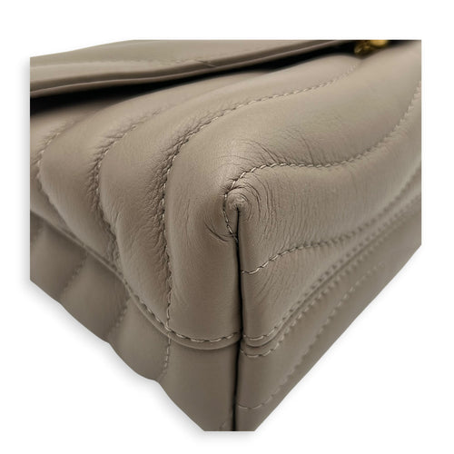 New Wave Shoulder Bag Beige in Calfskin, Gold hardware