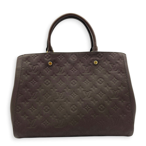 Montaigne Top Handle Bag GM Brown in Empreinte Leather, Gold hardware