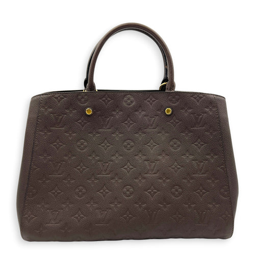 Montaigne Top Handle Bag GM Brown in Empreinte Leather, Gold hardware