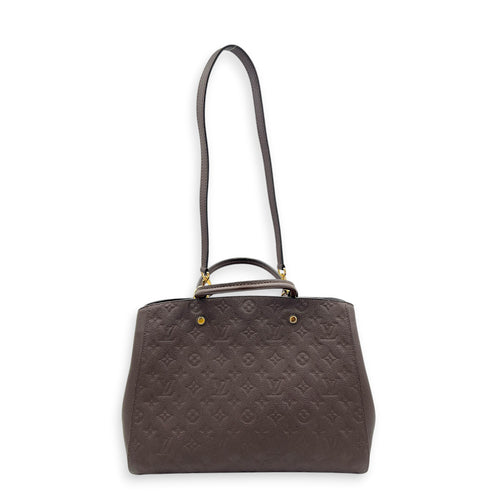 Montaigne Top Handle Bag GM Brown in Empreinte Leather, Gold hardware