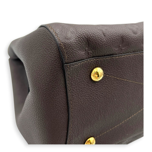 Montaigne Top Handle Bag GM Brown in Empreinte Leather, Gold hardware