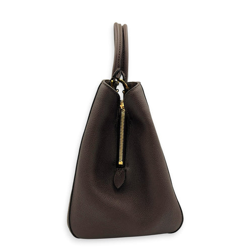 Montaigne Top Handle Bag GM Brown in Empreinte Leather, Gold hardware