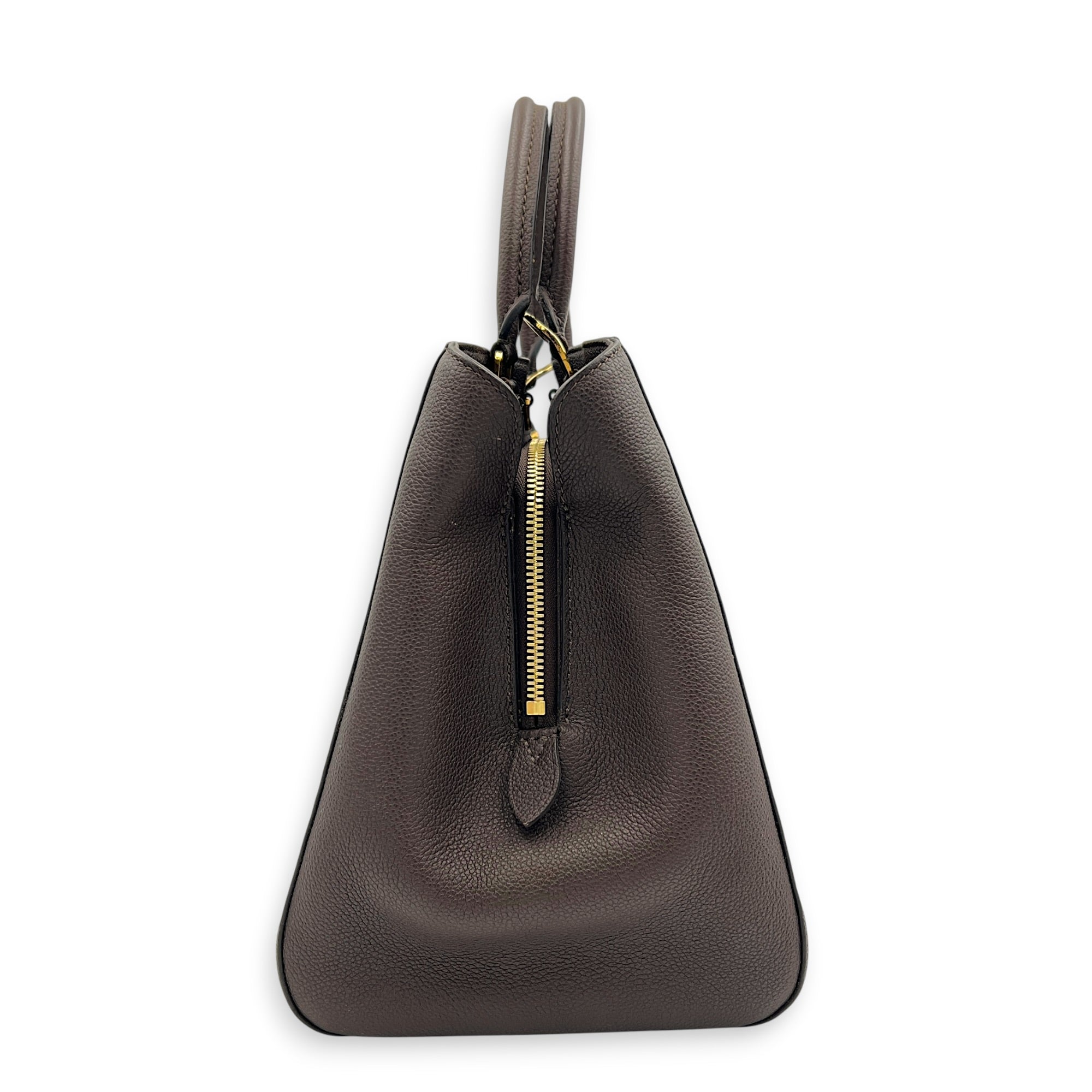 Montaigne Top Handle Bag GM Brown in Empreinte Leather, Gold hardware