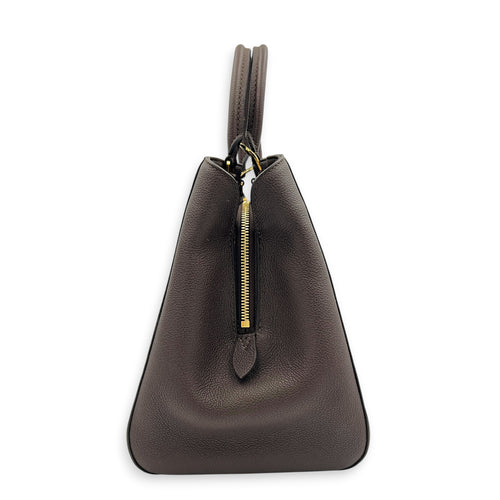 Montaigne Top Handle Bag GM Brown in Empreinte Leather, Gold hardware
