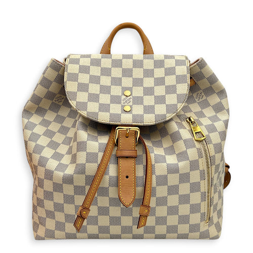 Serone Backpack White in Coated Canvas, Gold hardware