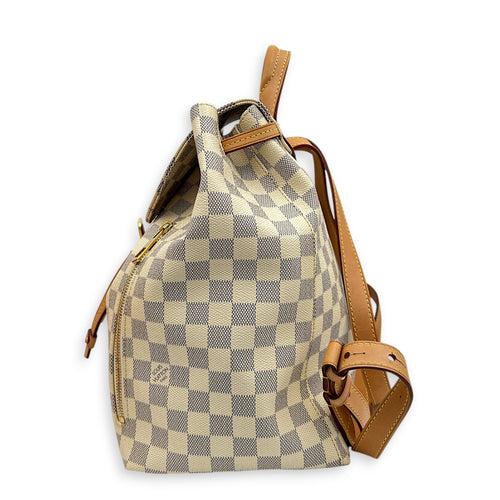 Serone Backpack White in Coated Canvas, Gold hardware