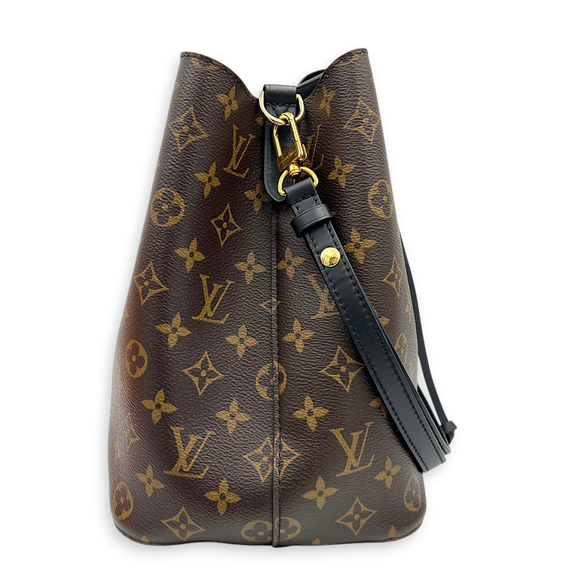 NeoNoe Bucket Bag Brown in Monogram Coated Canvas, Gold hardware