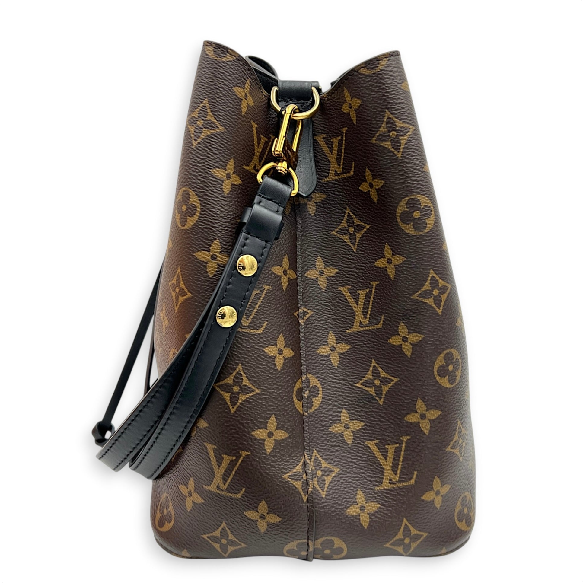 NeoNoe Bucket Bag Brown in Monogram Coated Canvas, Gold hardware